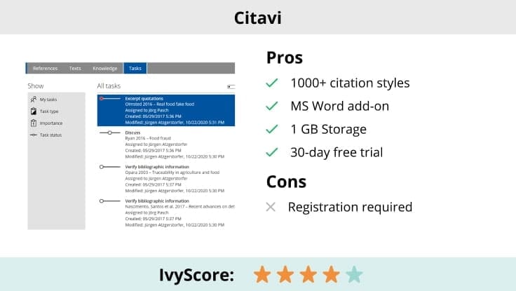 Citavi reference management software.