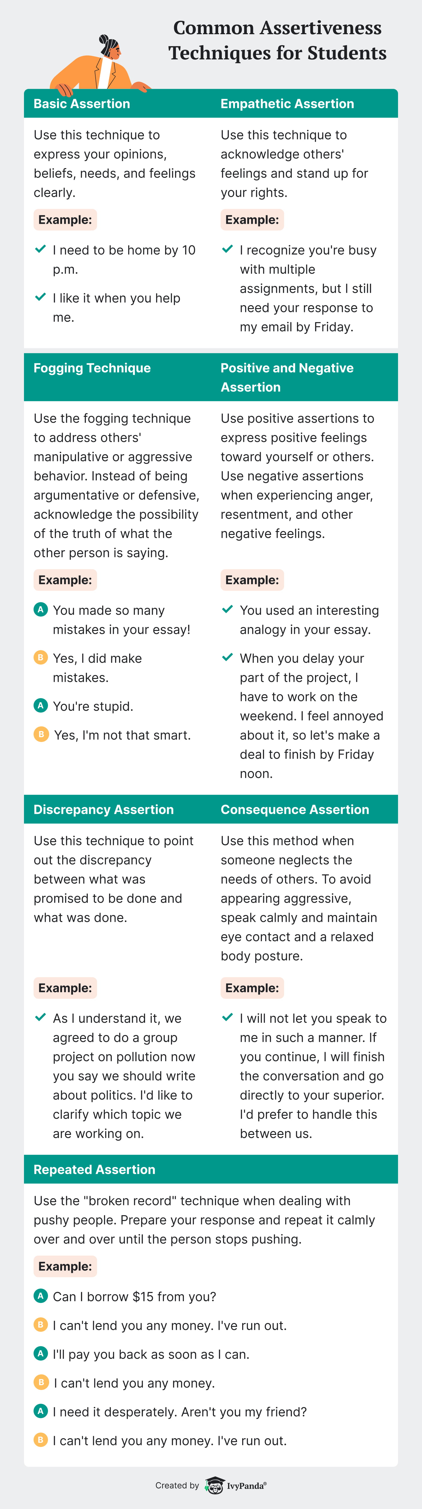 Common Assertiveness Techniques for Students infographics